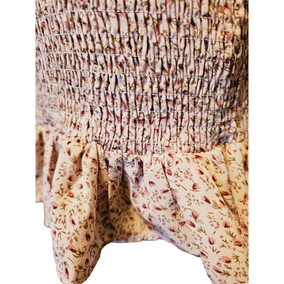 Blush scrunch mini skirt size Medium ruffle hem floral print - Picture 4 of 8